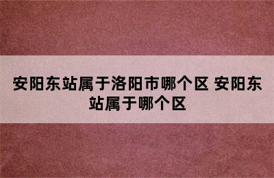 安阳东站属于洛阳市哪个区 安阳东站属于哪个区